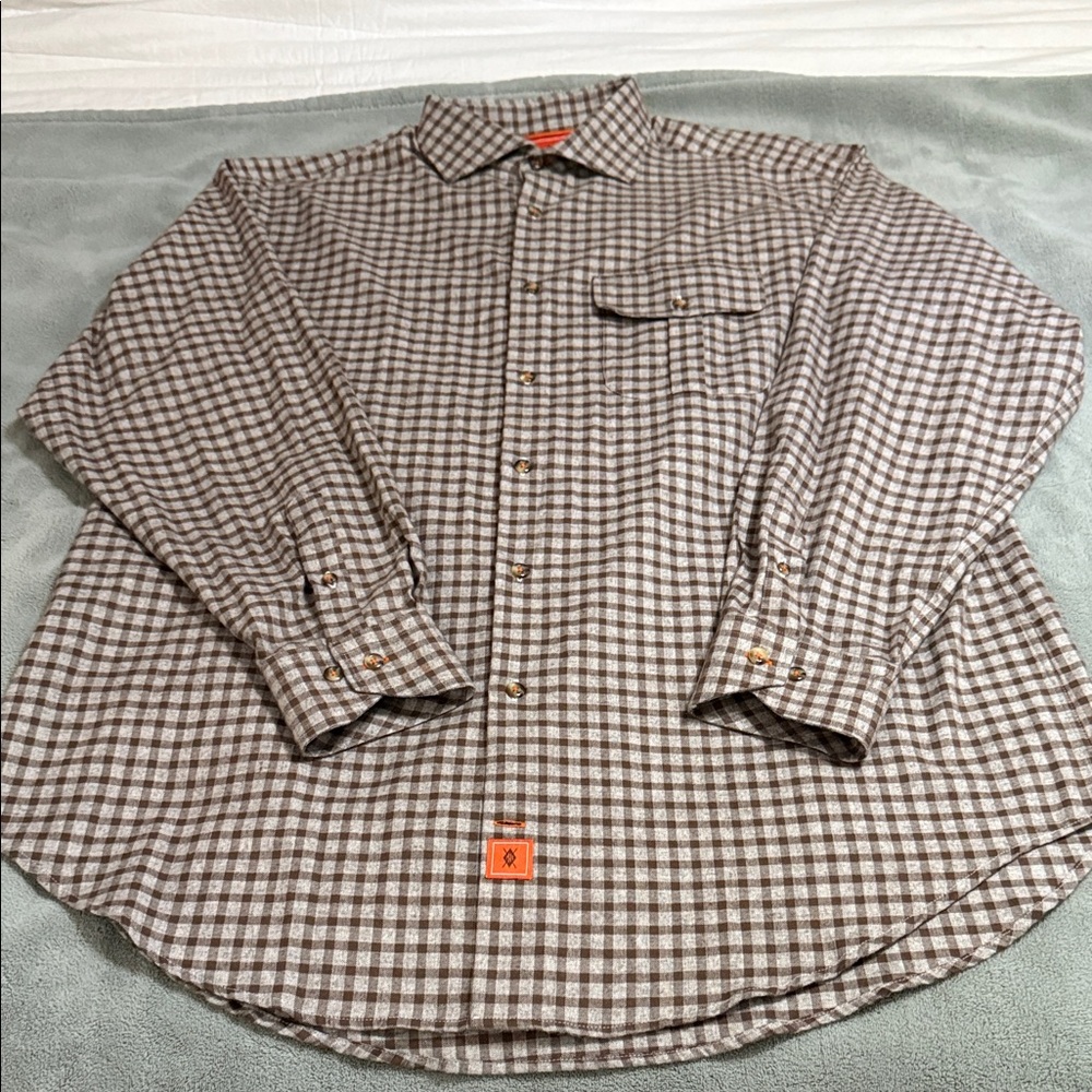 Martin Dingman Brown Checkered Button-Down Shirt:  EXCELLENT CONDITION